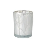Duni Shimmer White Candleholder Glass 100 x 80mm  Adomoo